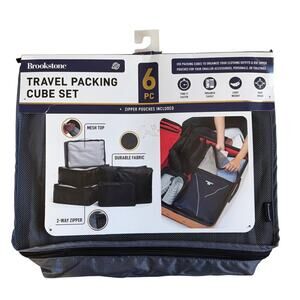 NWT - Brookstone 6 Piece Travel Packing Cube Set (Charcoal Gray)